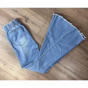 Laynee & Lee High Rise Pull On Frayed Hem Bell Bottom Jeans Sz S